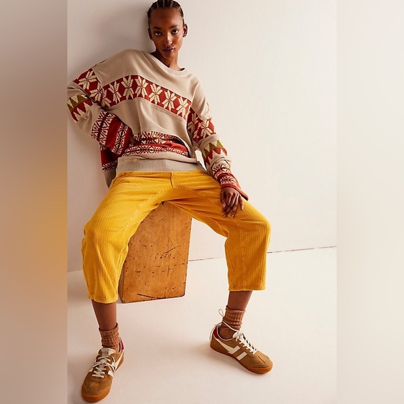 We The Free People Ski Holiday Snowflake Swit Oversized Waffle Knit Thermal | L - Picture 5 of 9